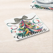 Waterverf kerst kartonnen onderzetters (Schuin)