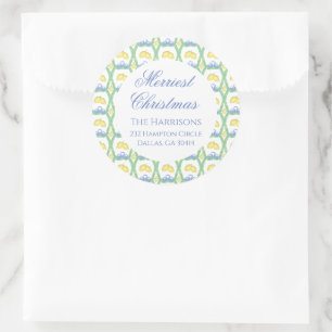 Waterverf Kerst Kerst Garland Ronde Sticker