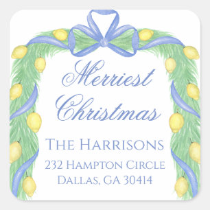 Waterverf Kerst Kerst Garland Vierkante Sticker