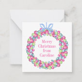 Waterverf Kerst Kleurrijke Baubles Krans Notitiekaartje (Voorkant)