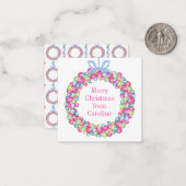 Waterverf Kerst Kleurrijke Baubles Krans Notitiekaartje (Voorkant / Achterkant in situ)