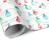Waterverf Kerst Kleurrijke String Lights Cadeaupapier (Rol Hoek)