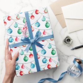 Waterverf Kerst Kleurrijke String Lights Cadeaupapier