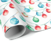 Waterverf Kerst Kleurrijke String Lights Cadeaupapier (Rol Hoek)