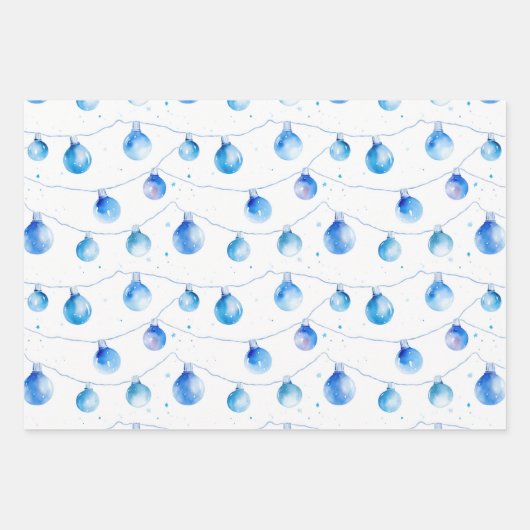 Waterverf Kerst Kleurrijke String Lights Inpakpapier Vel (Voorkant 2)