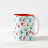 Waterverf Kerst Kleurrijke String Lights Tweekleurige Koffiemok (Voorkant rechts)