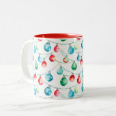 Waterverf Kerst Kleurrijke String Lights Tweekleurige Koffiemok (Voorkant links)