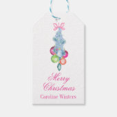 Waterverf Kerst Kleurrijke Tinsel & Baubles Cadeaulabel (Voorkant)