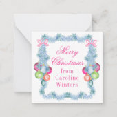 Waterverf Kerst Kleurrijke Tinsel Baubles Notitiekaartje (Voorkant)
