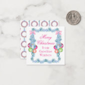 Waterverf Kerst Kleurrijke Tinsel Baubles Notitiekaartje (Voorkant / Achterkant in situ)