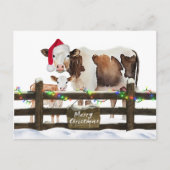 Waterverf Kerst Koeien met Santa Hat Feestdagenkaart (Voorkant)