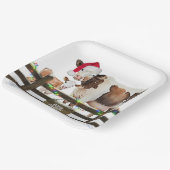 Waterverf Kerst Koeien met Santa Hat Papieren Bordje (Gebogen)