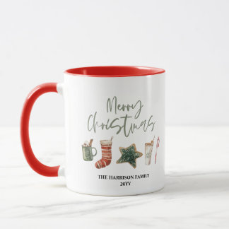 Waterverf Kerst koek drankjes snoep cane Mok