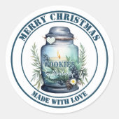 Waterverf Kerst Koekpot Ronde Sticker (Voorkant)
