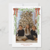 Waterverf Kerst Koper Bow Garland Feestdagenkaart (Voorkant)