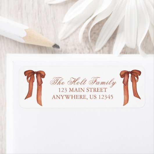 Waterverf Kerst Koper Bow Retouradres Etiket (Insitu)