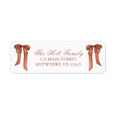 Waterverf Kerst Koper Bow Retouradres Etiket (Voorkant)