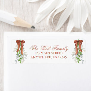 Waterverf Kerst Koper Bow Swag Garland Etiket