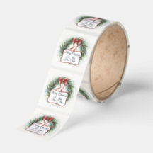 Waterverf Kerst Krans Cadeaubaadje Adreslabel