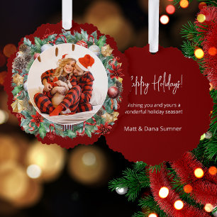 Waterverf kerst krans foto Ornament Kaart