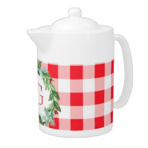 Waterverf Kerst Krans MONOGRAM Rode Check