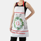 Waterverf Kerst Krans MONOGRAM Unisex Schort (Insitu)