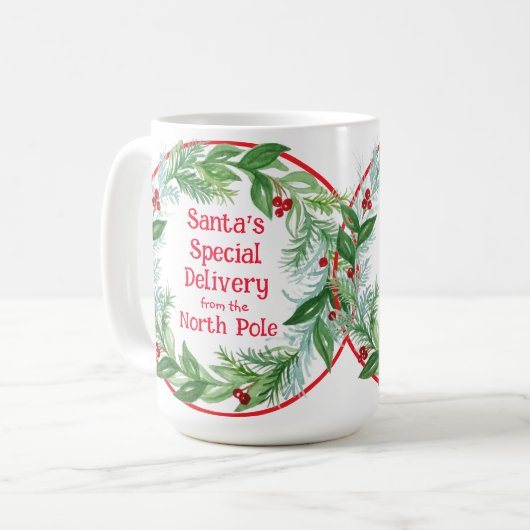 Waterverf Kerst Krans Sint Noorderlicht Koffiemok (Voorkant links)