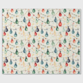 Waterverf Kerst Licht Strand Garland Cadeaupapier (Vlak)