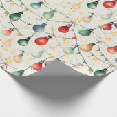 Waterverf Kerst Licht Strand Garland Cadeaupapier (Hoek)