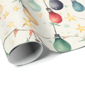 Waterverf Kerst Licht Strand Garland Cadeaupapier (Rol Hoek)