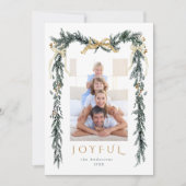 Waterverf Kerst Lijst 2 Foto Gold Joyful Feestdagenkaart (Voorkant)