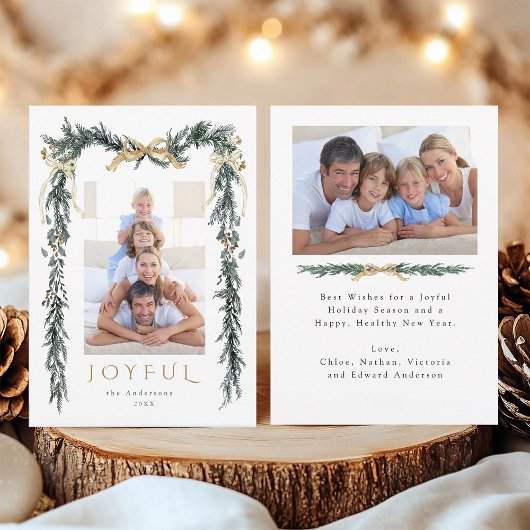 Waterverf Kerst Lijst 2 Foto Gold Joyful Feestdagenkaart