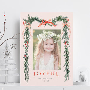Waterverf Kerst Lijst Foto Blush Pink Feestdagenkaart