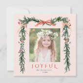 Waterverf Kerst Lijst Foto Blush Pink Square Feestdagenkaart (Voorkant)