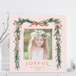 Waterverf Kerst Lijst Foto Blush Pink Square Feestdagenkaart