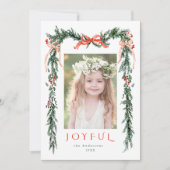 Waterverf Kerst Lijst Foto Feestdagenkaart (Voorkant)