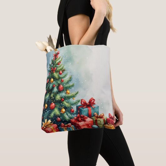 Waterverf Kerst Magische Canvas tas (Dichtbij)