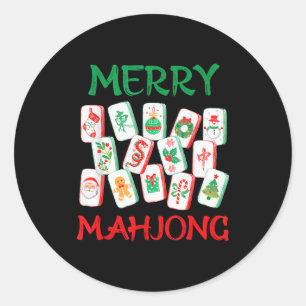 Waterverf Kerst Mahjong Tegels Chinese Mah Jon Ronde Sticker