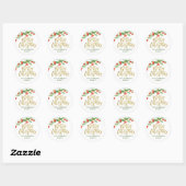 Waterverf Kerst met Hulstbes Ronde Sticker (Vel)
