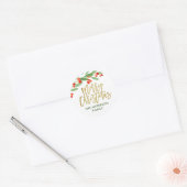 Waterverf Kerst met Hulstbes Ronde Sticker (Envelop)