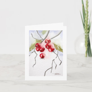 Waterverf Kerst met Hulstbessen Kaart