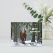 Waterverf kerst met paardenbos briefkaart (Staand voorkant)