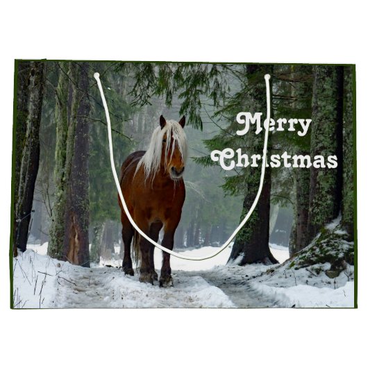 Waterverf kerst met paardenbos groot cadeauzakje (Achterkant)