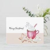 Waterverf kerst met warme cacao en koekjes kaart (Staand voorkant)