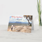 Waterverf kerst met zomervakantie met tropisch str kaart (Voorkant)