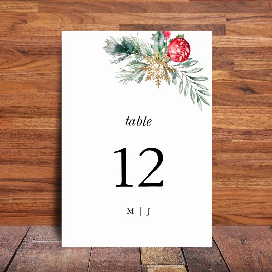 Waterverf Kerst Minimalistisch Monogram Feestelijk Kaart