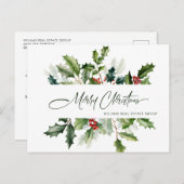 Waterverf Kerst Mistletoe Corporate Groet Feestdagenkaart (Voorkant / Achterkant)