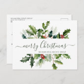 Waterverf Kerst Mistletoe Corporate Groet Feestdagenkaart (Voorkant / Achterkant)