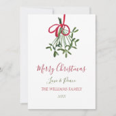 Waterverf Kerst Mistletoe Elegant Botanisch Feestdagenkaart (Voorkant)