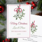 Waterverf Kerst Mistletoe Elegant Botanisch Feestdagenkaart